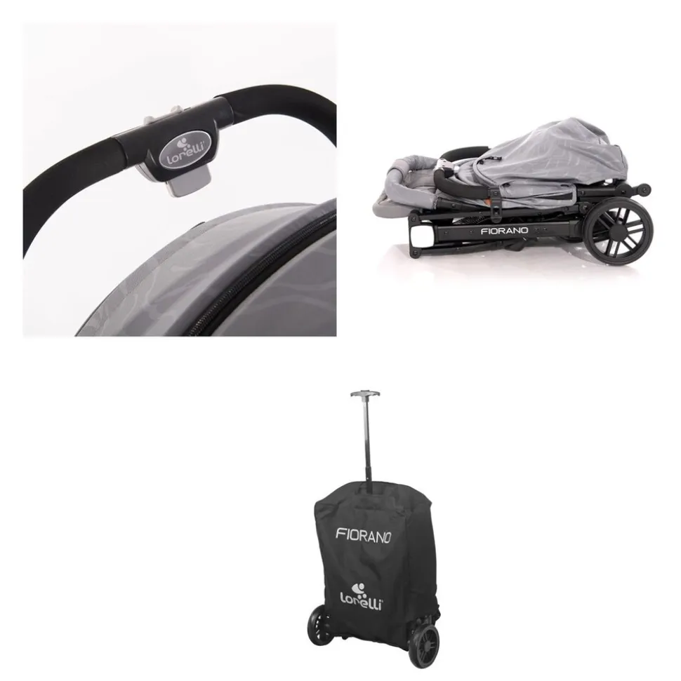 Lorelli Kinderwagen Fiorano faltbar, Ablagekorb, Frontbügel abnehmbar, Bremse schwarz