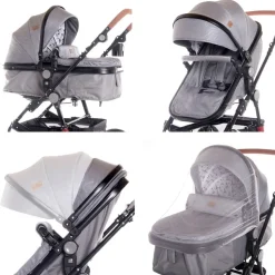 Lorelli Kinderwagen Lora faltbar Gummiräder Tragetasche Sportsitz Fußabdeckung grün