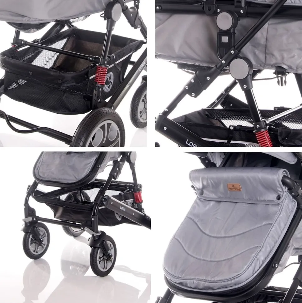 Lorelli Kinderwagen Lora faltbar Gummiräder Tragetasche Sportsitz Fußabdeckung grün