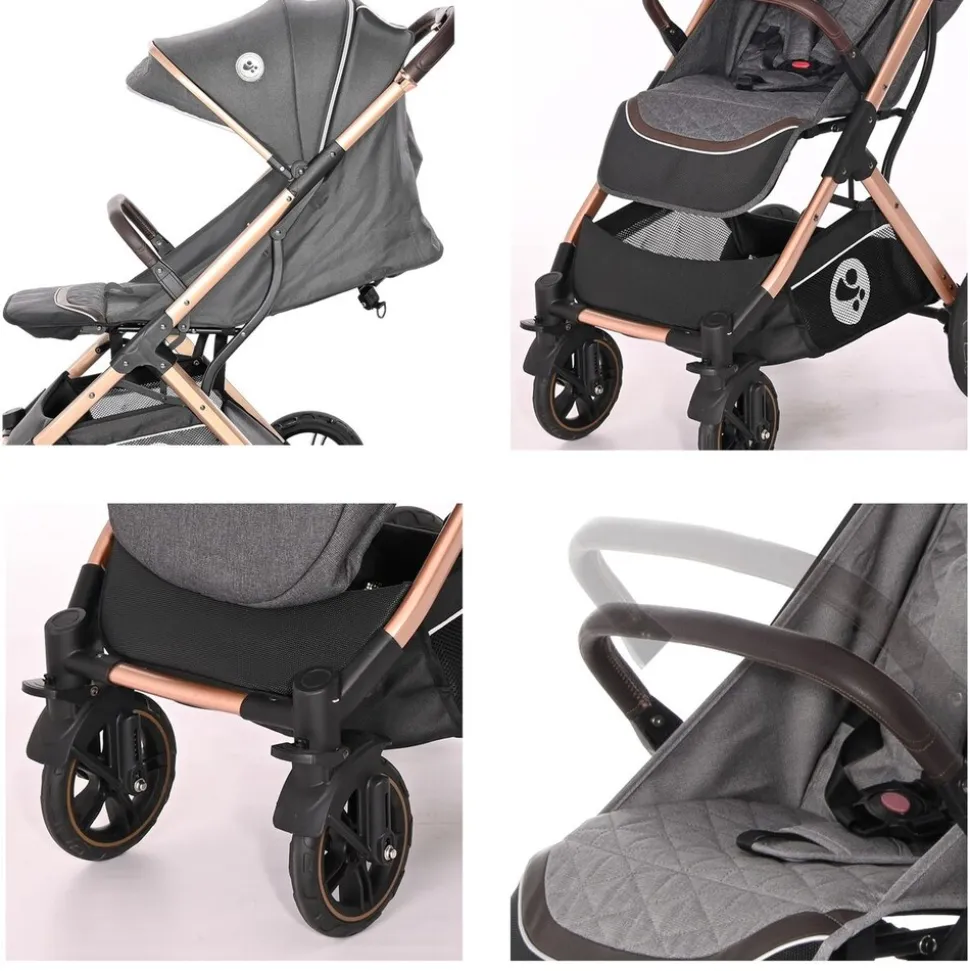 Lorelli Kinderwagen Storm Buggy, Fußabdeckung, PU-Räder, Sonnendach, verstellbar grau/schwarz