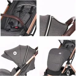 Lorelli Kinderwagen Storm Buggy, Fußabdeckung, PU-Räder, Sonnendach, verstellbar grau/schwarz