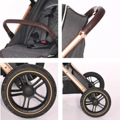Lorelli Kinderwagen Storm Buggy, Fußabdeckung, PU-Räder, Sonnendach, verstellbar grau/schwarz