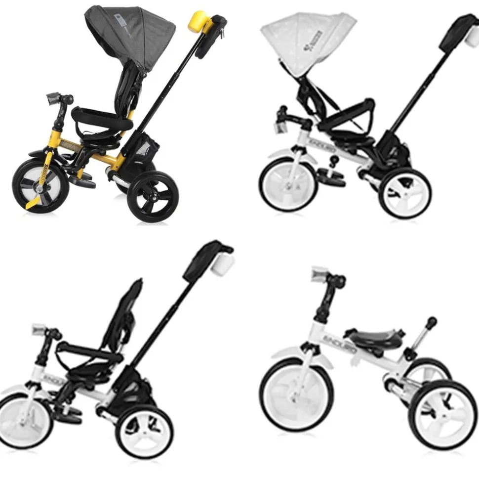 Lorelli Tricycle Enduro 4 in 1 klappbar, Sitz drehbar, verstellbar, Licht gelb