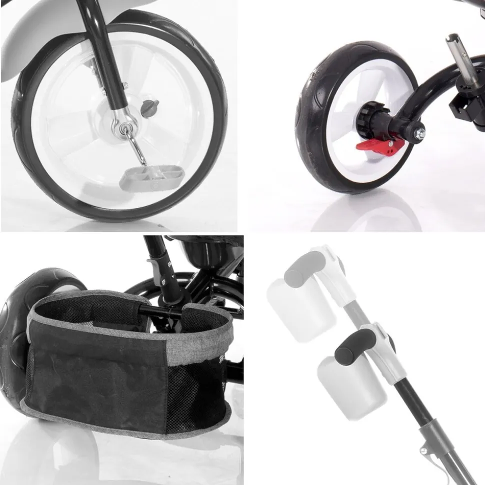 Lorelli Tricycle Jaguar 4 in 1 Schiebestange Sitz drehbar, verstellbar, Faltdach dunkelgrau