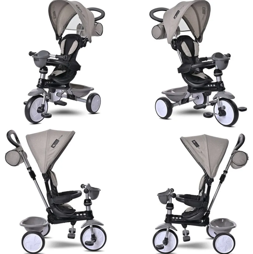 Lorelli Tricycle One 3 in 1 EVA-Reifen Schiebestange Anti-Rutsch Pedale umbaubar hellgrau