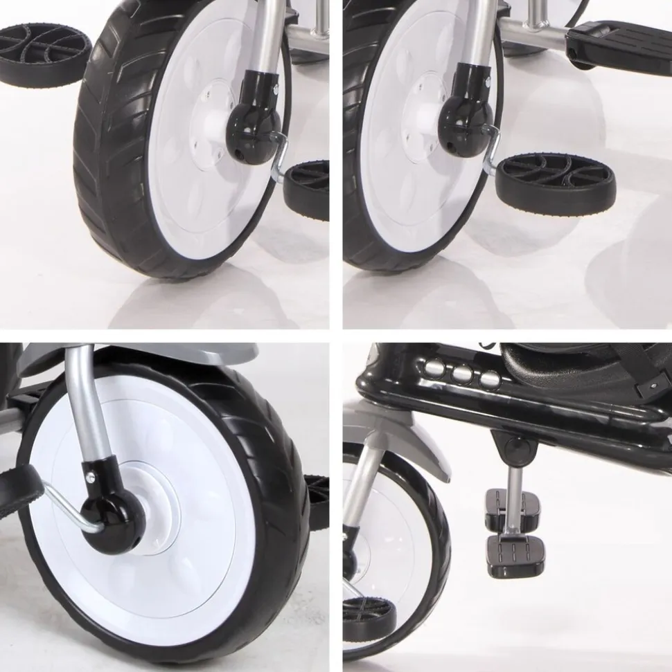 Lorelli Tricycle One 3 in 1 EVA-Reifen Schiebestange Anti-Rutsch Pedale umbaubar hellgrau