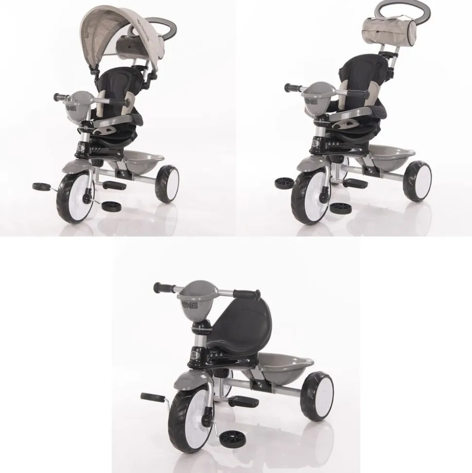 Lorelli Tricycle One 3 in 1 EVA-Reifen Schiebestange Anti-Rutsch Pedale umbaubar hellgrau