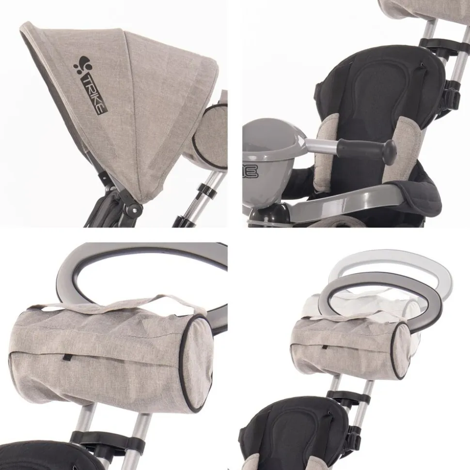 Lorelli Tricycle One 3 in 1 EVA-Reifen Schiebestange Anti-Rutsch Pedale umbaubar hellgrau