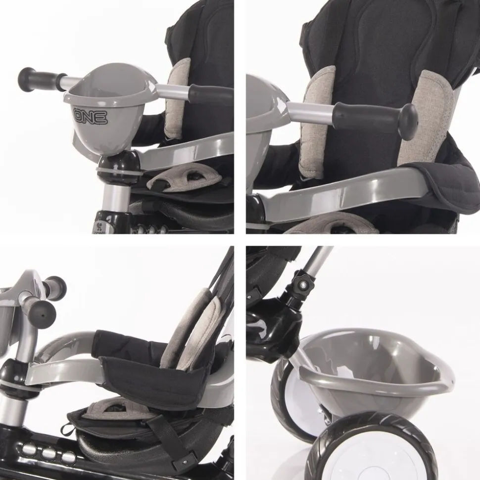 Lorelli Tricycle One 3 in 1 EVA-Reifen Schiebestange Anti-Rutsch Pedale umbaubar hellgrau