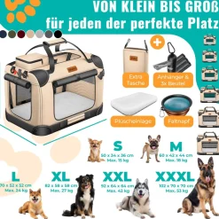 LOVPET® Hundebox Hundetransportbox faltbar Inkl.Hundenapf Transporttasche Hundetasche Transportbox für Haustiere, Hunde und Katzen Haustiertransportbox
