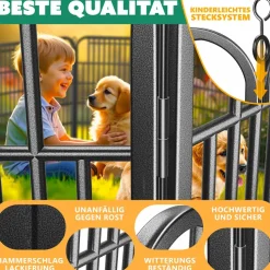 LovPet Welpenlaufstall Freilaufgehege Welpenauslauf Hundelaufstall Tierlaufstall Hunde, mit Tür und wetterfester laufstall Für Hund, Katze, Welpe, Kaninchen, Meerschweinchen