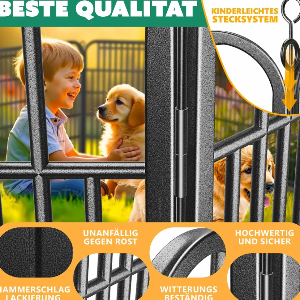 LovPet Welpenlaufstall Freilaufgehege Welpenauslauf Hundelaufstall Tierlaufstall Hunde, mit Tür und wetterfester laufstall Für Hund, Katze, Welpe, Kaninchen, Meerschweinchen