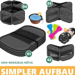LOVPET® Welpenlaufstall Tierlaufstall Faltbar für Kleintiere Hunde, Katzen Inkl. Hundenapf Hundelaufstall Freigehege Oxfordgewebe Pop-up System Indoor & Outdoor