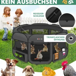 LOVPET® Welpenlaufstall Tierlaufstall Faltbar für Kleintiere Hunde, Katzen Inkl. Hundenapf Hundelaufstall Freigehege Oxfordgewebe Pop-up System Indoor & Outdoor
