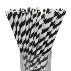LUXENTU Papier-Trinkhalme gestreift 20 cm 100er Set