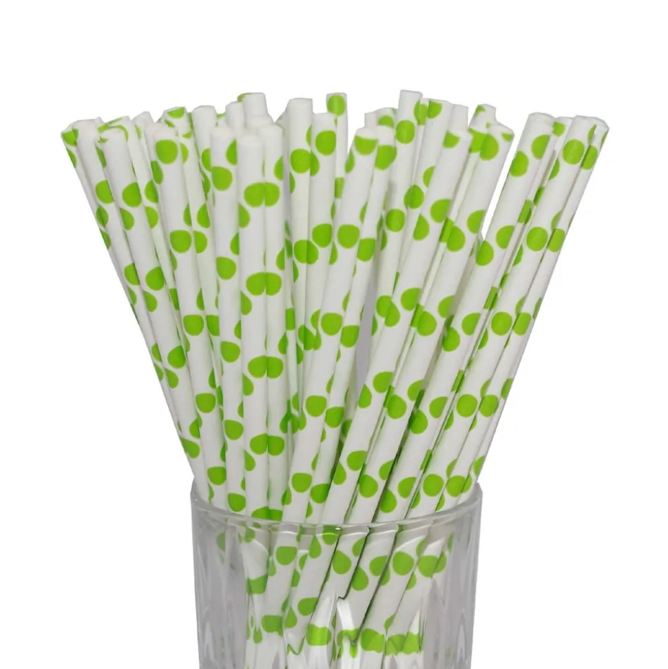 LUXENTU Papier-Trinkhalme gepunktet 20 cm 100er Set