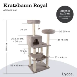 Lycce Kratzbaum ROYAL Katzenbaum mit Höhle und Hängematte, 145 cm