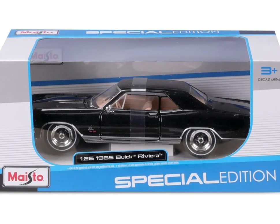 Maisto 31214 - Modellauto - Buick Riviera (schwarz, Maßstab 1:24) Modell Auto Spielzeugauto