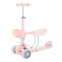 Makani Kinderroller BonBon 3 in 1, Dreirad, LED-Vorderräder, höhenverstellbar rosa