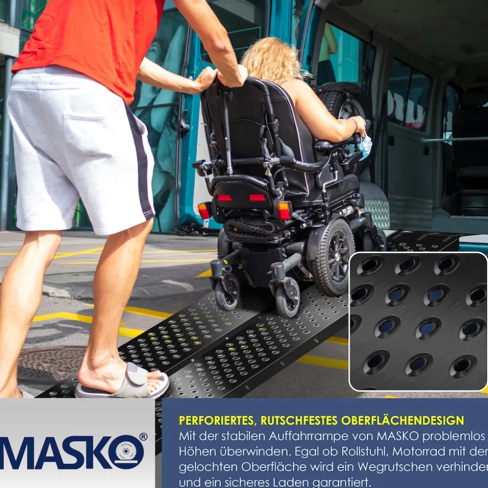 MASKO® 2X Auffahrrampe 400kg | Verladerampe | Verladeschiene | verzinkter Stahl | Antirutsch | 200kg* Pro Stück | Max 400kg* Pro Paar | Motorrad ATV Quad PKW Auto Laderampe