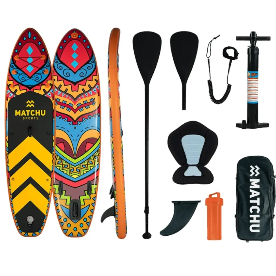 MATCHU Stand Up Paddle-Board Deluxe Mit Sitzfläche 10''6 - Aufblasbares SUP Board - Komplettset mit Zubehör