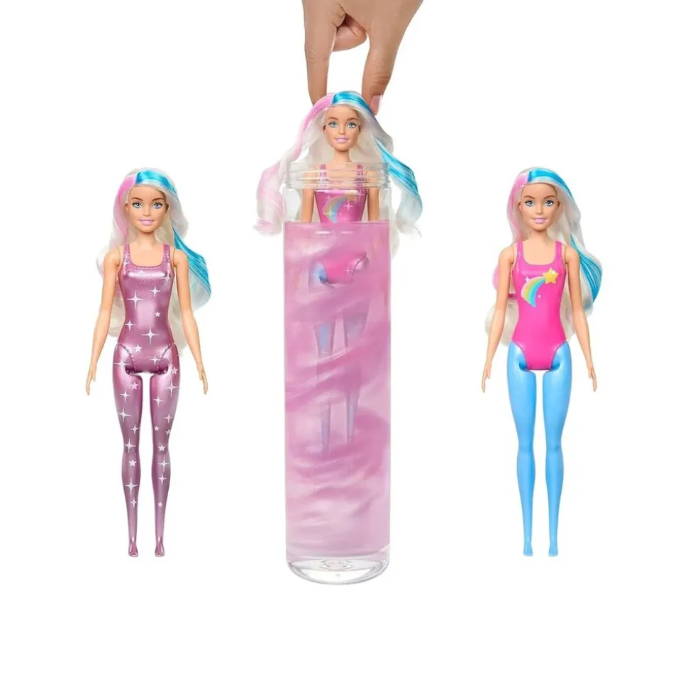 Mattel HJX61 sort. - Barbie - Color Reveal - Rainbow Galaxy - Puppe mit 6 Überraschungen, verschiedene Modelle