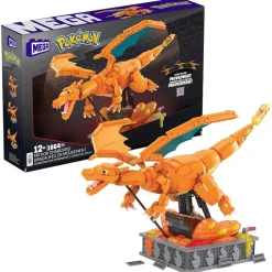 Mattel HMW05 - Mega - Pokémon - bewegliche Glurak Figur, 1664 Teile