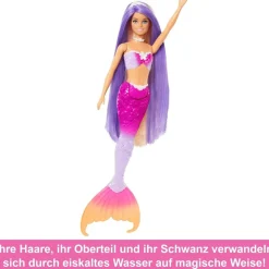 Mattel HRP97 - Barbie - Meerjungfrau Malibu – Farbwechseleffekt, Delfin & Accessoires