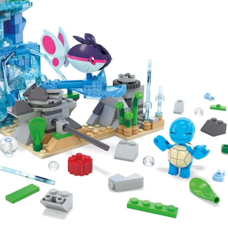 Mattel HXF79 - Mega - Pokémon - Wasserabenteuer mit Schiggy, Enton & Finneon - Bauset mit 319 Teilen