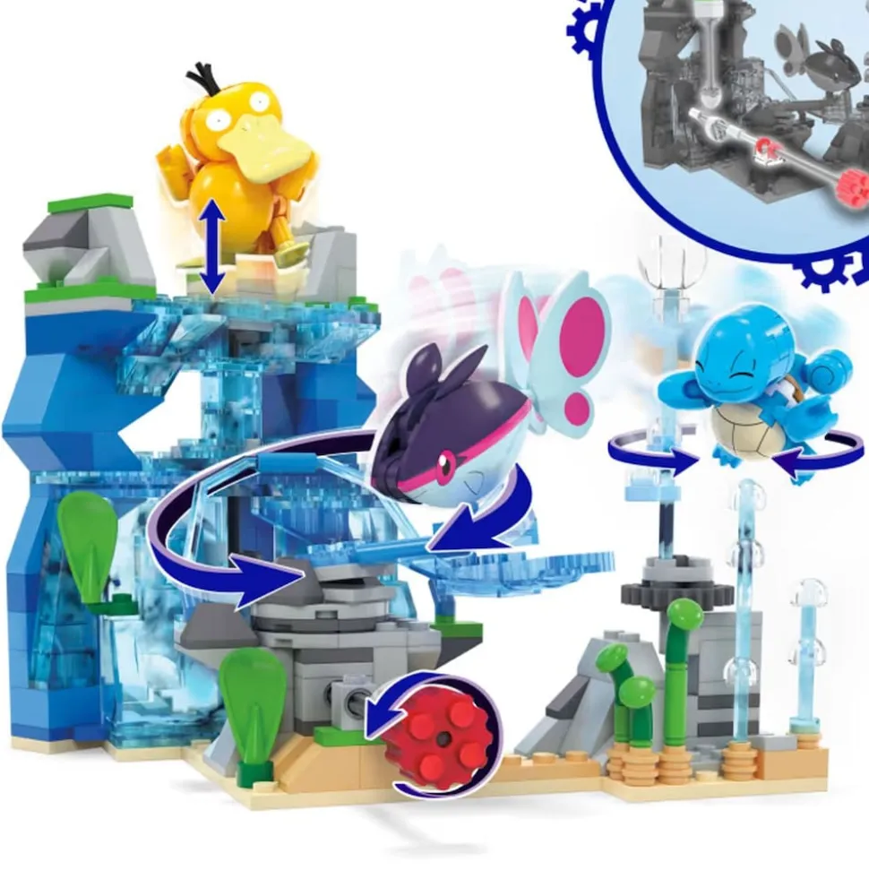 Mattel HXF79 - Mega - Pokémon - Wasserabenteuer mit Schiggy, Enton & Finneon - Bauset mit 319 Teilen