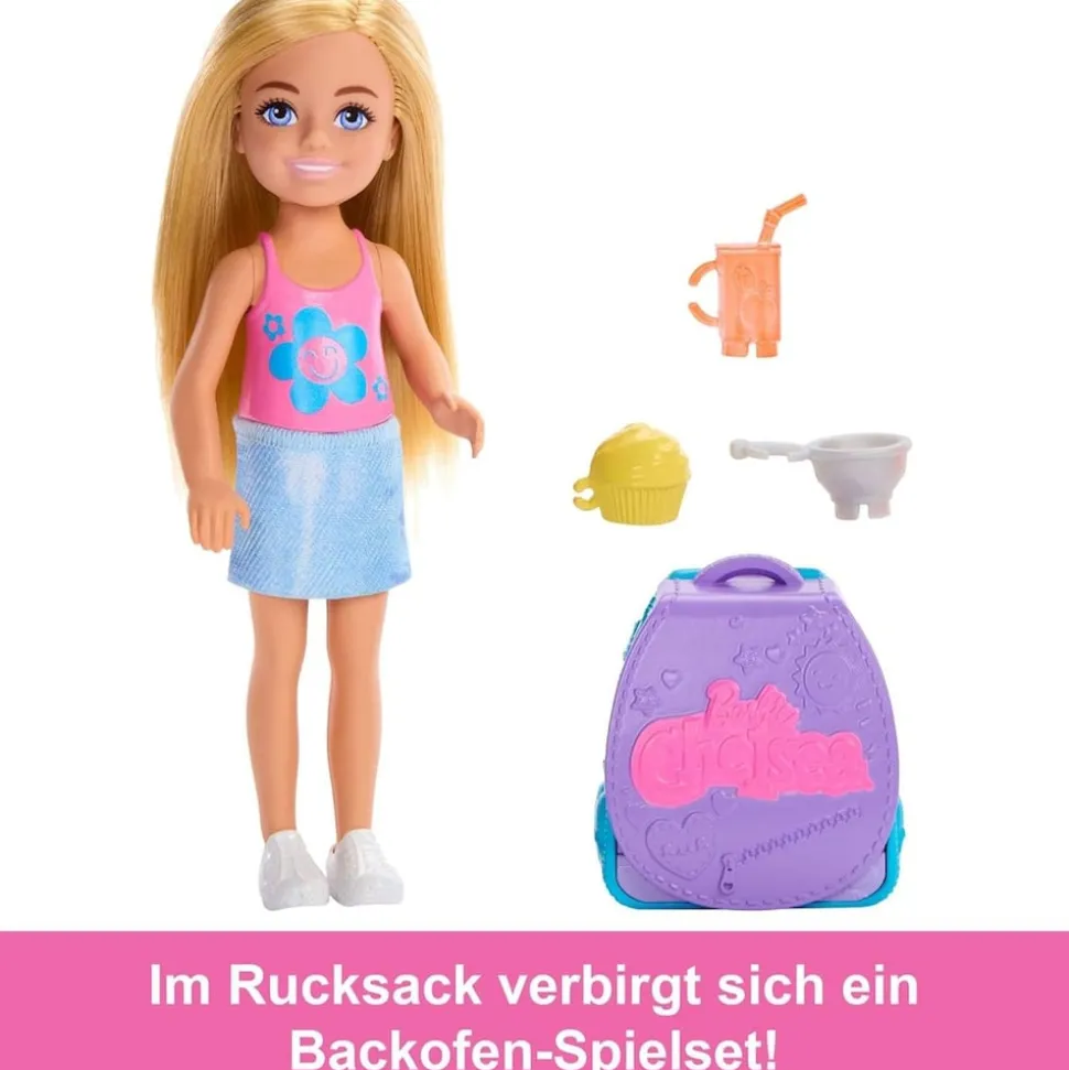 Mattel JBF46 - Barbie - Family & Friends - Club Chelsea - Puppe mit Backrucksack, 15 cm