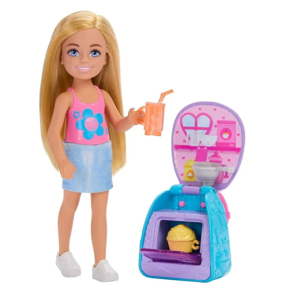 Mattel JBF46 - Barbie - Family & Friends - Club Chelsea - Puppe mit Backrucksack, 15 cm