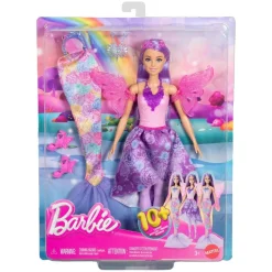 Mattel JCP74 - Barbie - 3-in-1 Puppen-Set: Meerjungfrau-, Feen- & Prinzesinnen-Looks, 8 teiliges Outfit-Set