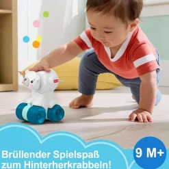 Mattel JDL63 - Fisher-Price - Krabbelspaß Eisbär zum Hinterherkrabbeln – Aktivitätsfahrzeug