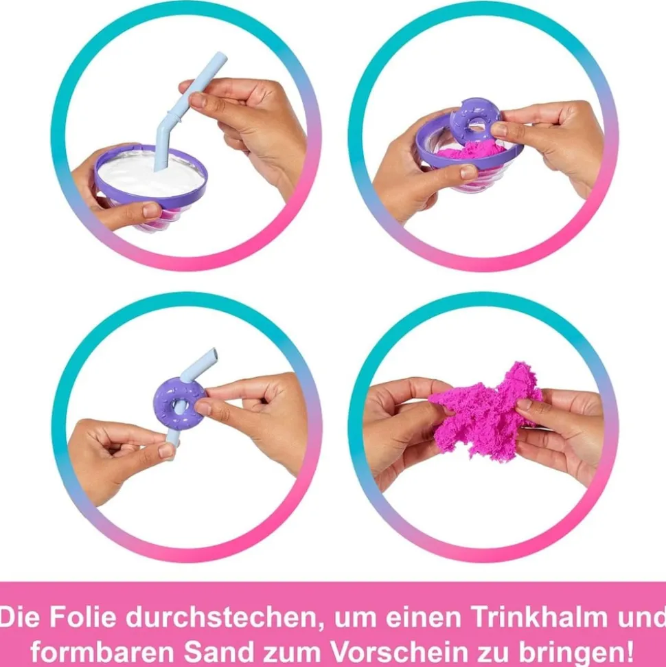 Mattel JFY60 - Barbie - Pop Reveal - Modepuppe mit 8 Überraschungen und formbaren Sand (56g), Donut Dreams Design