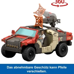 Mattel JGB59 - Jurassic World - Die Wiedergeburt - Spielset, Fahrzeug, Spielfiguren, Launch´n Battle Fahrzeugset