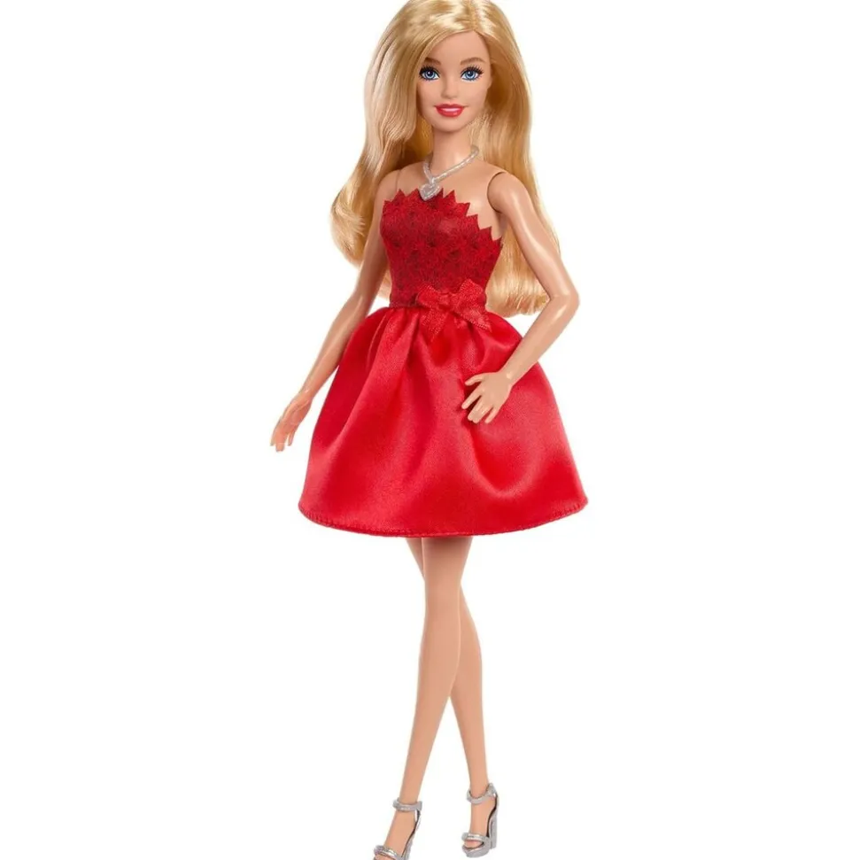 Mattel JGD25 - Barbie - 80 Jahre Mattel Jubiläumspuppe, rubinrotes Partykleid, Sammelpuppe