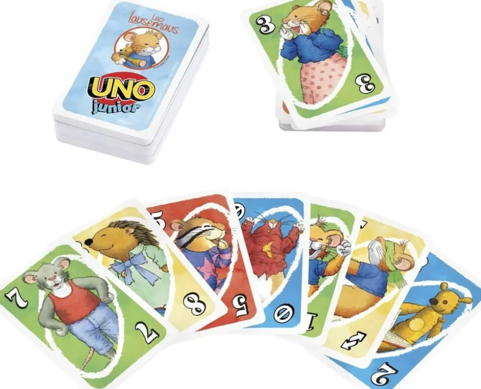 Mattel UNO Junior Kartenspiel Leo Lausemaus Kinder Spaß Strategie Lernspiel 3+ Spieler