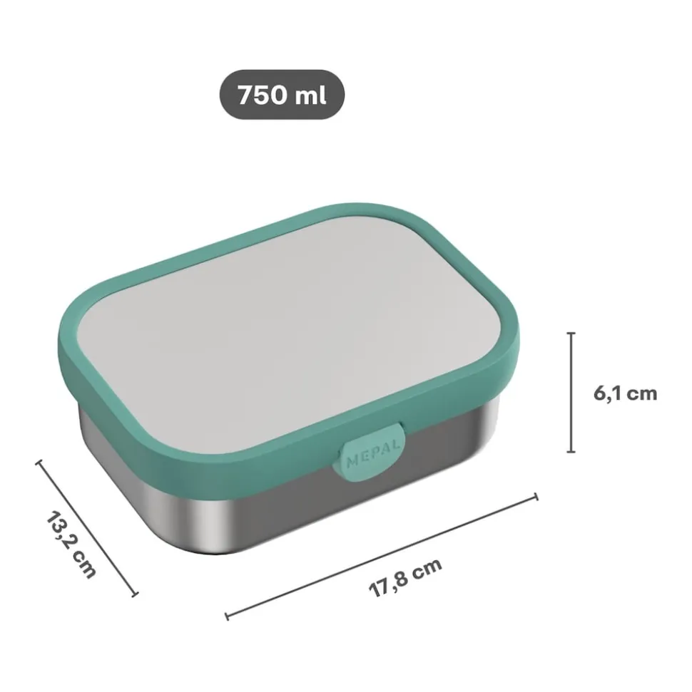 Mepal Edelstahl-Brotdose mit Gabel Campus 18 x 13 cm