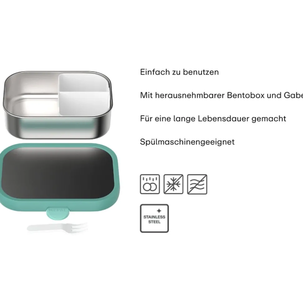 Mepal Edelstahl-Brotdose mit Gabel Campus 18 x 13 cm