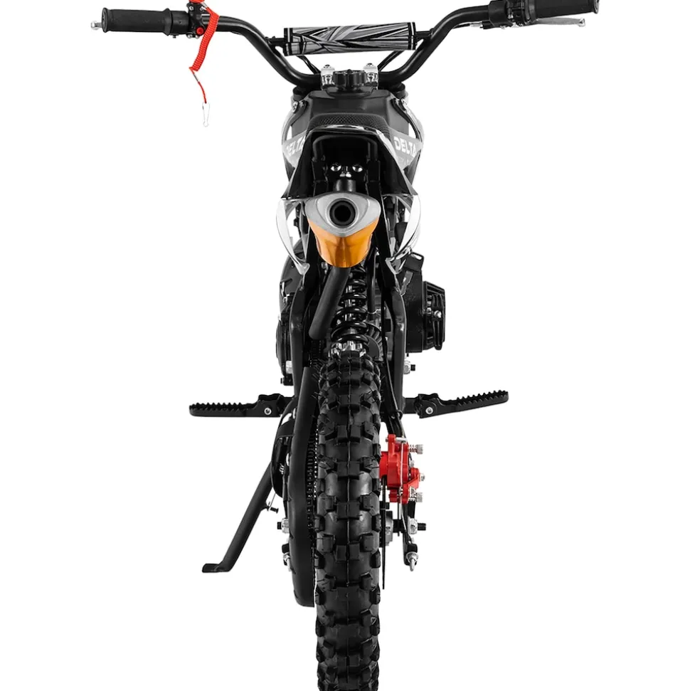 Mini-Crossbike Delta, Benzin-Motorrad, Pocketbike, Dirtbike, 49 ccm, bis zu 40 km/h, Scheibenbremsen (Schwarz)