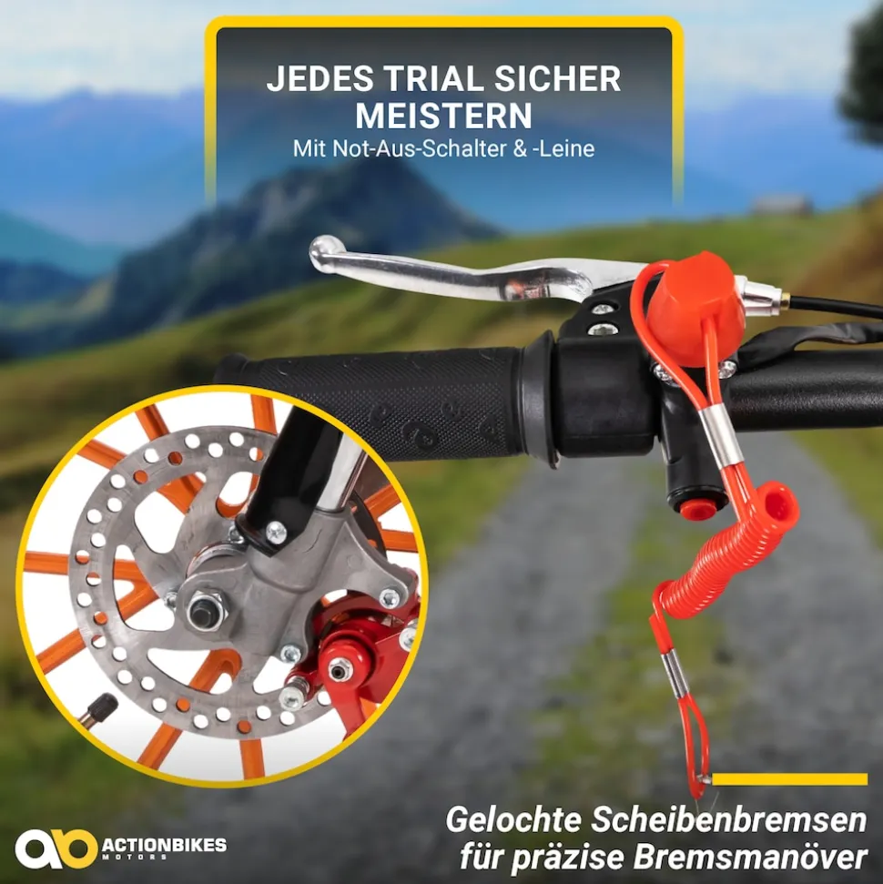 Mini-Crossbike Delta, Benzin-Motorrad, Pocketbike, Dirtbike, 49 ccm, bis zu 40 km/h, Scheibenbremsen (Schwarz)