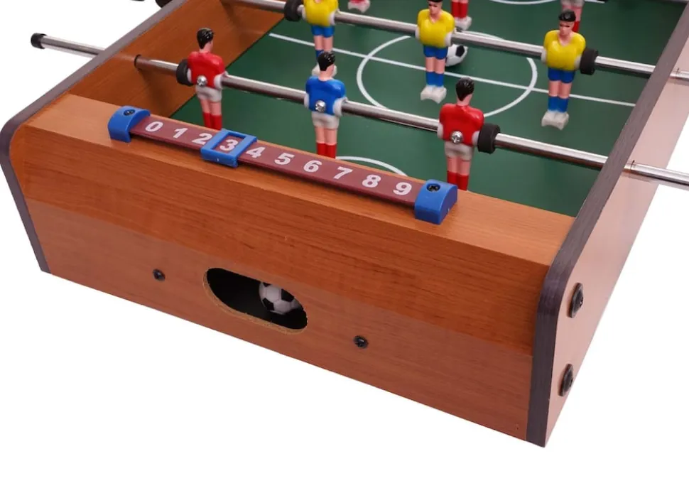 Mini Fußballkicker MCW-J68, Tischspiel Tischkicker inklusive Zubehör, Holz 51x31x10cm