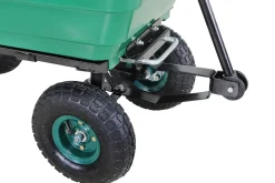 Miweba Bollerwagen Dumper, verriegelbare Kippfunktion, robuste PP-Wanne, Anhängerkupplung, bis 300kg (Grün)