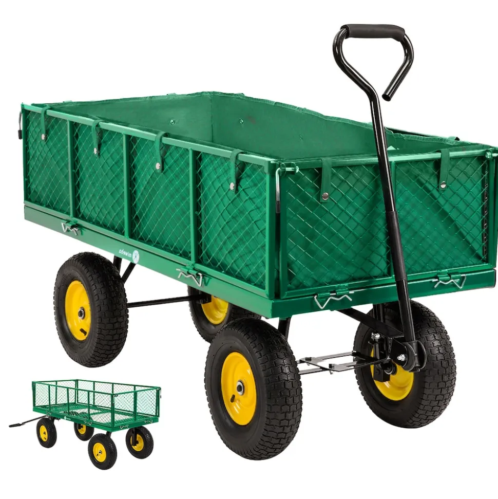 Miweba Bollerwagen MB-700, Transportwagen mit 700 kg Traglast, klappbar, Doppelachse, Stahlrahmen (Grün)