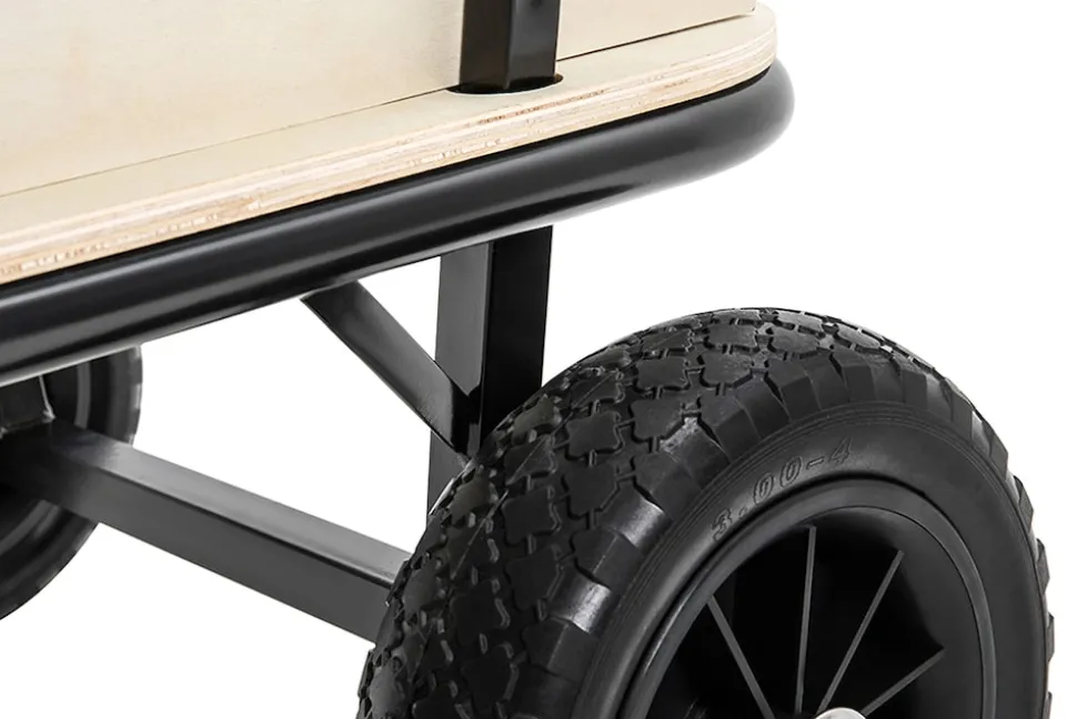 Miweba Holz-Bollerwagen Canvas, mit Dach, deichselgeführte Lenkachse, 180 kg, Profilreifen, Stahl