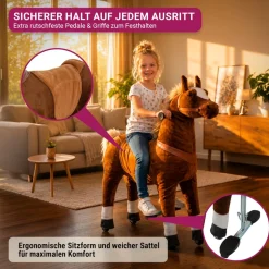 Miweba Pony Amadeus, Large, Spielpferd zum Reiten, ab 5 Jahren, integrierte Lenkung