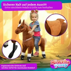 Miweba Pony Amadeus, Small, Spielpferd zum Reiten, 3-5 Jahre, integrierte Lenkung
