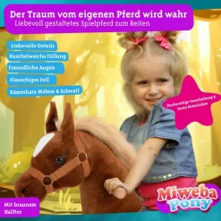 Miweba Pony Amadeus, Small, Spielpferd zum Reiten, 3-5 Jahre, integrierte Lenkung