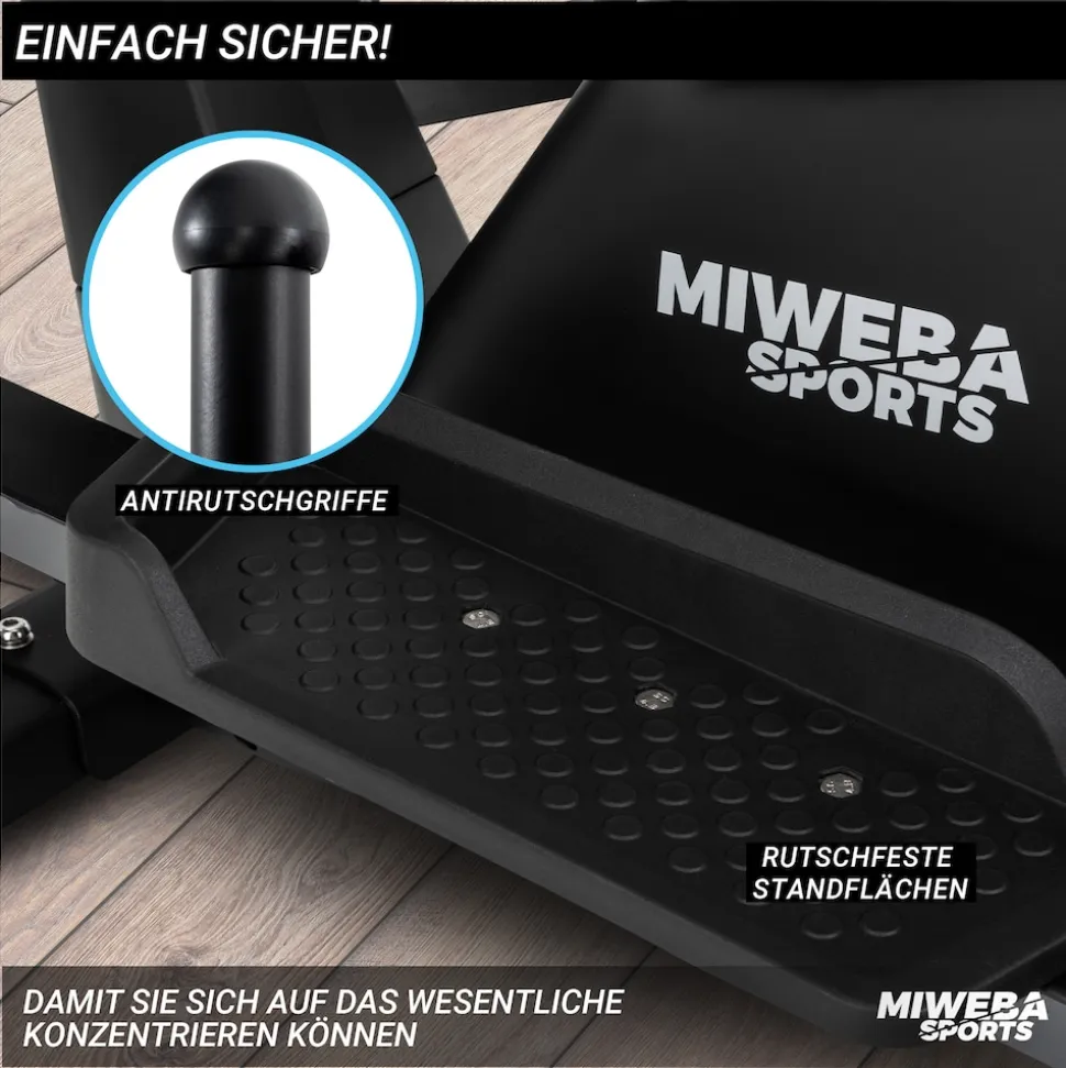 Miweba Sports Crosstrainer MC500, Pulsmessung, Transportrollen